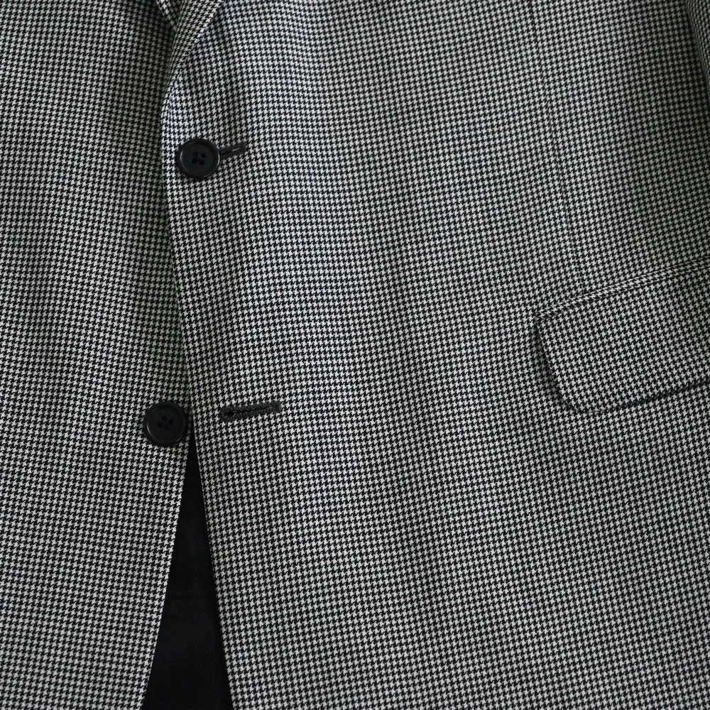 Meeting Street 48R Gray Houndstooth 100% Wool Mens Blazer Suit Jacket Sport Coat